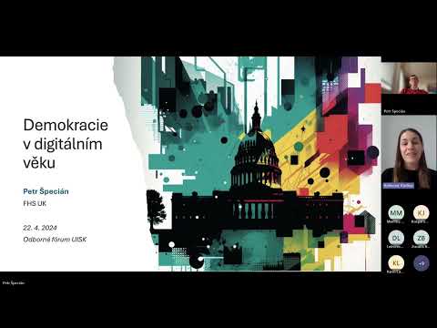 Title card of the lecture on democracy in the digital age at the Institute of Information Studies and Librarianship